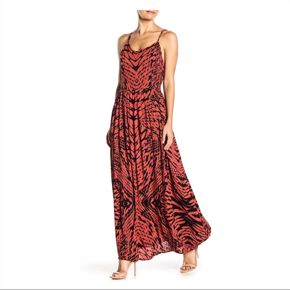 Nordstrom Rack Angie Printed V-Neck Maxi Dress NWT